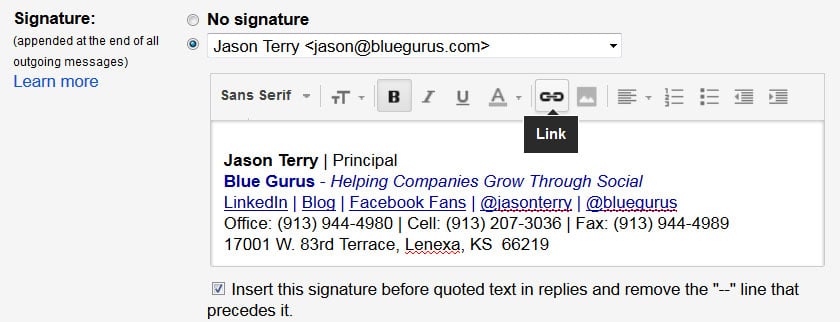 how to make an email signature with links