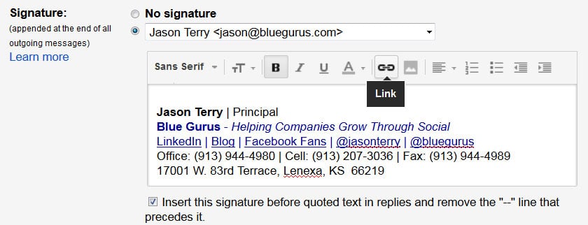 How To Add A Hyperlink To Your Google Email Signature Blue Gurus